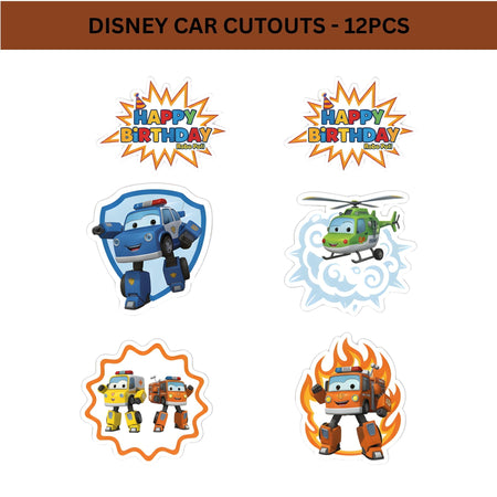 Disney Car Theme Birthday Cutouts (6 inches/250 GSM Cardstock/Mixcolour/12Pcs)