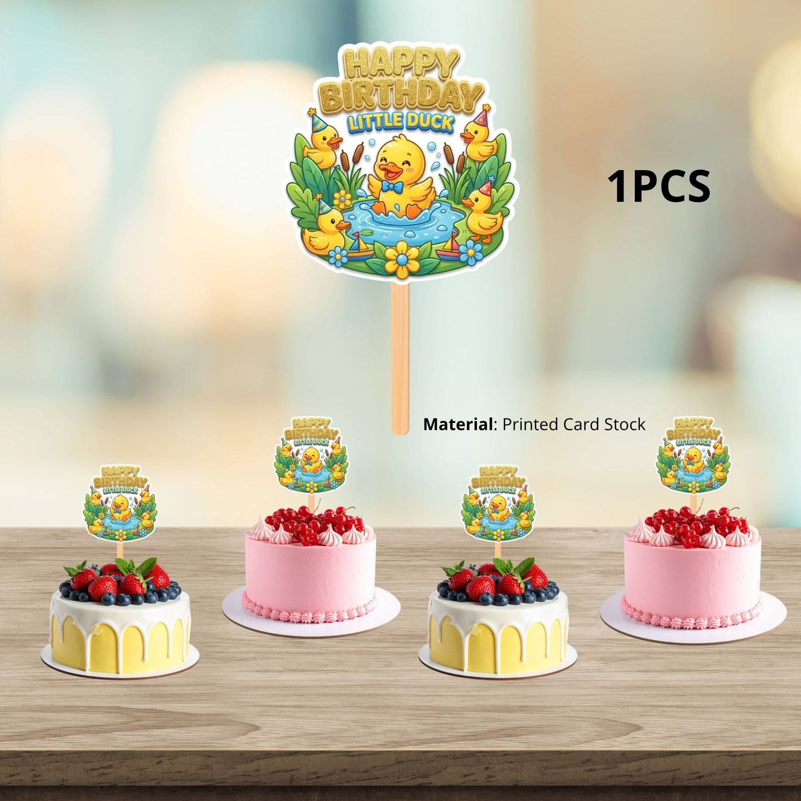 Baby Duck Birthday Cake Topper for Kids | Premium 300 GSM Cardstock | Cute Cartoon Party Decoration | Cake Decoration Topper for Birthday Party Supplies