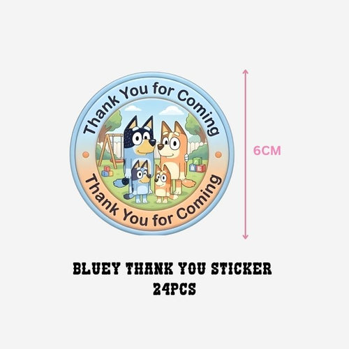 Load image into Gallery viewer, Bluey Theme- Return Gift/birthday decor Thankyou Sticker (6 CM/Sticker/Mixcolour/24Pcs)
