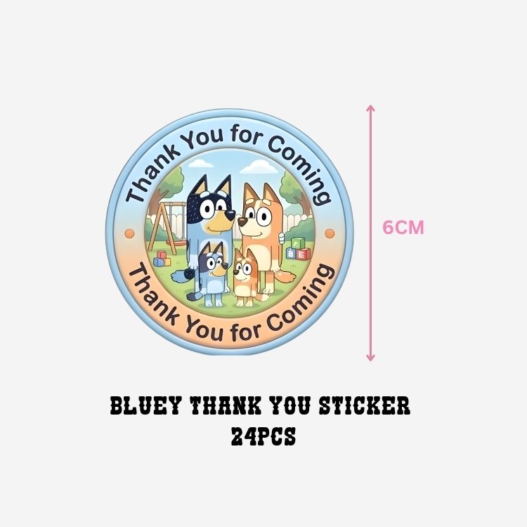 Bluey Theme- Return Gift/birthday decor Thankyou Sticker (6 CM/Sticker/Mixcolour/24Pcs)