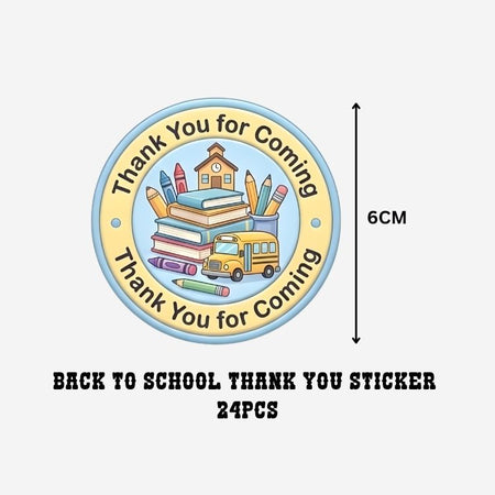 Back To School Theme- Return Gift/birthday decor Thankyou Sticker (6 CM/Sticker/Mixcolour/24Pcs)
