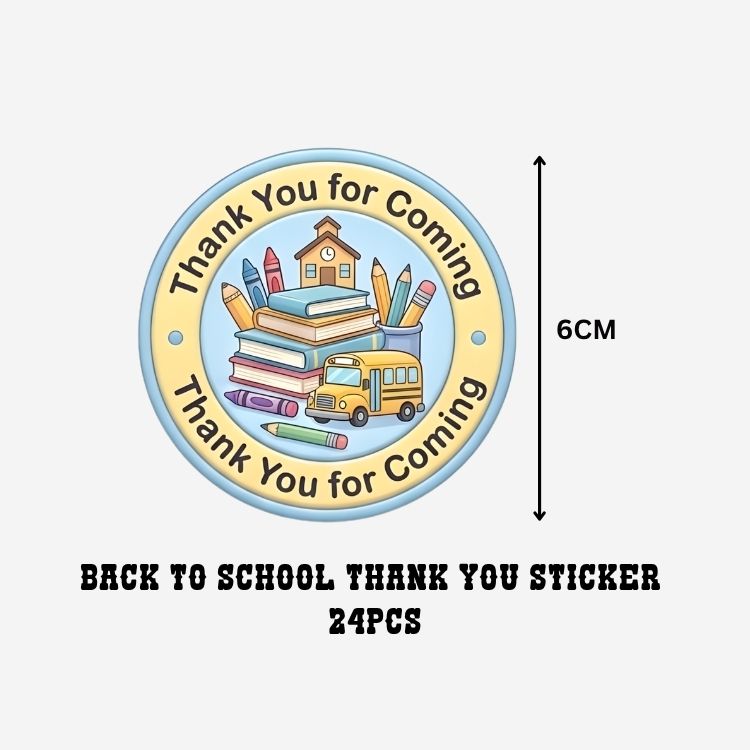 Back To School Theme- Return Gift/birthday decor Thankyou Sticker (6 CM/Sticker/Mixcolour/24Pcs)