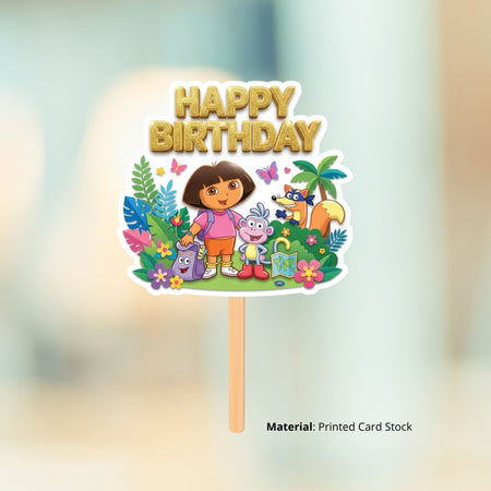 Dora Birthday Cake Topper for Kids | Premium 300 GSM Cardstock | Cute Cartoon Party Decoration | Cake Decoration Topper for Birthday Party Supplies