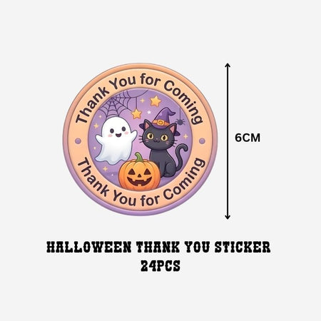 Halloween Theme- Return Gift/birthday decor Thankyou Sticker (6 CM/Sticker/Mixcolour/24Pcs)