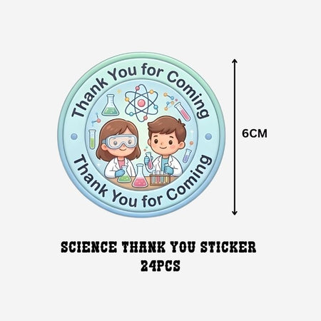 Science Theme- Return Gift/birthday decor Thankyou Sticker (6 CM/Sticker/Mixcolour/24Pcs)
