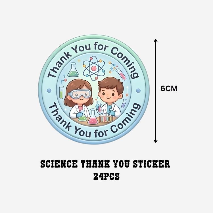 Science Theme- Return Gift/birthday decor Thankyou Sticker (6 CM/Sticker/Mixcolour/24Pcs)