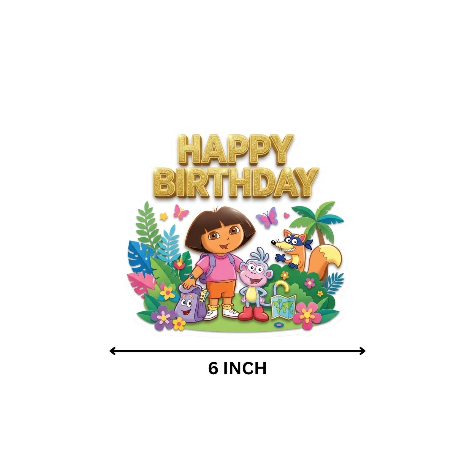 Dora Birthday Cake Topper for Kids | Premium 300 GSM Cardstock | Cute Cartoon Party Decoration | Cake Decoration Topper for Birthday Party Supplies