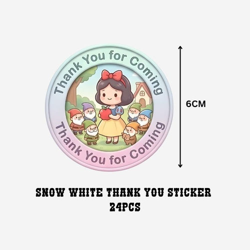 Load image into Gallery viewer, Snow White Theme- Return Gift/birthday decor Thankyou Sticker (6 CM/Sticker/Mixcolour/24Pcs)
