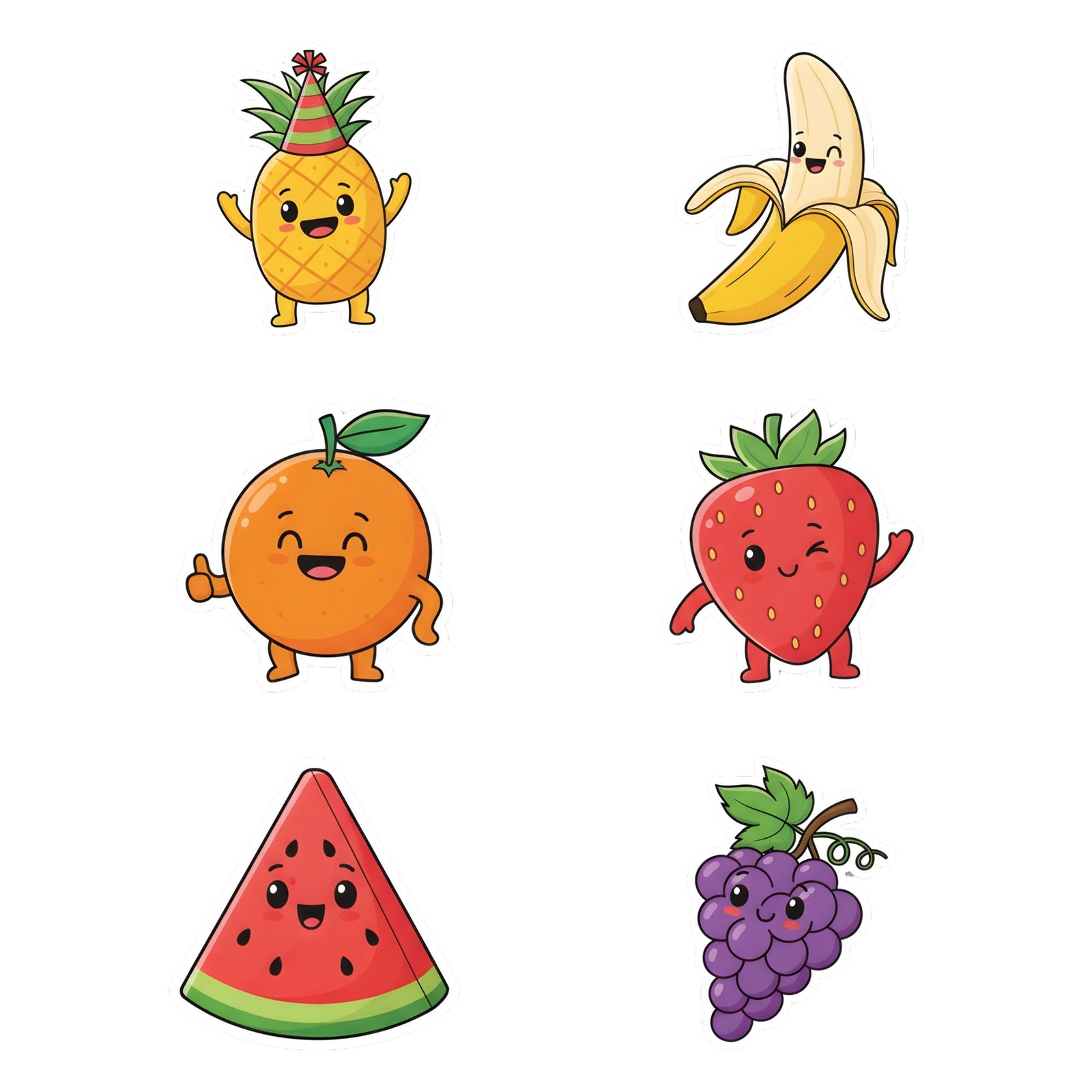 Fruits Theme Birthday Cutouts (6 inches/250 GSM Cardstock/Mixcolour/12Pcs)