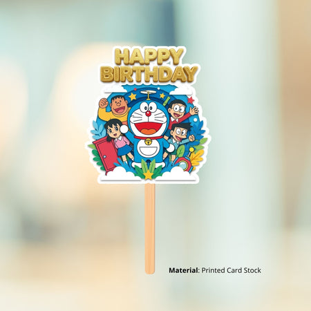 Doraemon Birthday Cake Topper for Kids | Premium 300 GSM Cardstock | Cute Cartoon Party Decoration | Cake Decoration Topper for Birthday Party Supplies