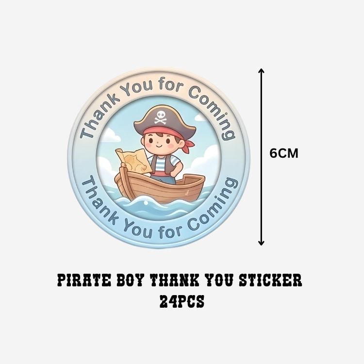 Pirate Boy Theme- Return Gift/birthday decor Thankyou Sticker (6 CM/Sticker/Mixcolour/24Pcs)