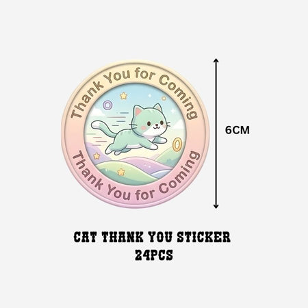 Cats Theme- Return Gift/birthday decor Thankyou Sticker (6 CM/Sticker/Mixcolour/24Pcs)