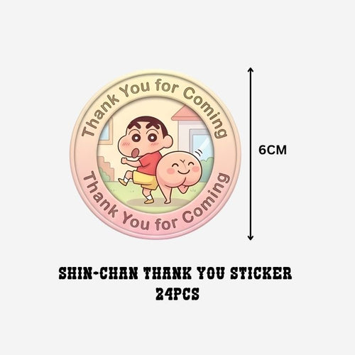 Load image into Gallery viewer, Shinchan Theme- Return Gift/birthday decor Thankyou Sticker (6 CM/Sticker/Mixcolour/24Pcs)
