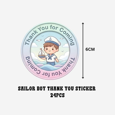 Sailor Boy Theme- Return Gift/birthday decor Thankyou Sticker (6 CM/Sticker/Mixcolour/24Pcs)