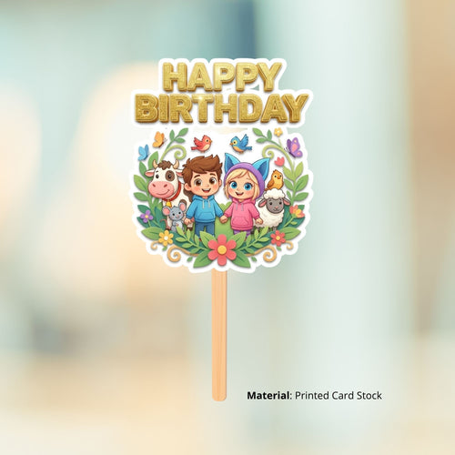 Load image into Gallery viewer, Farm Animails Birthday Cake Topper for Kids | Premium 300 GSM Cardstock | Cute Cartoon Party Decoration | Cake Decoration Topper for Birthday Party Supplies
