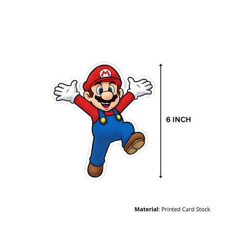 Load image into Gallery viewer, Super Mario Theme Birthday Cutouts (6 inches/250 GSM Cardstock/Mixcolour/12Pcs)
