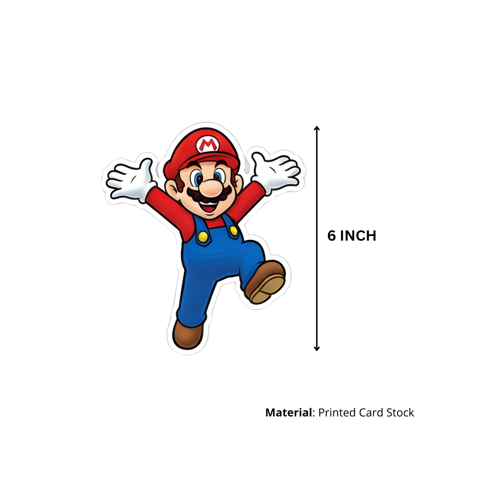 Super Mario Theme Birthday Cutouts (6 inches/250 GSM Cardstock/Mixcolour/12Pcs)