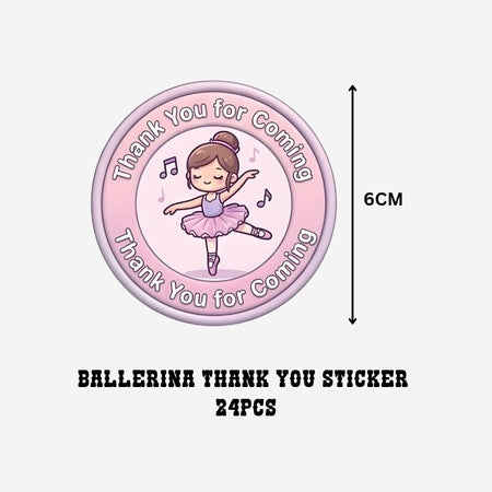 Ballerina Theme- Return Gift/birthday decor Thankyou Sticker (6 CM/Sticker/Mixcolour/24Pcs)