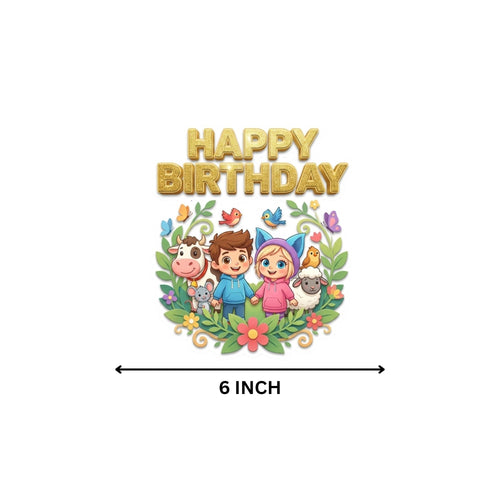 Load image into Gallery viewer, Farm Animails Birthday Cake Topper for Kids | Premium 300 GSM Cardstock | Cute Cartoon Party Decoration | Cake Decoration Topper for Birthday Party Supplies
