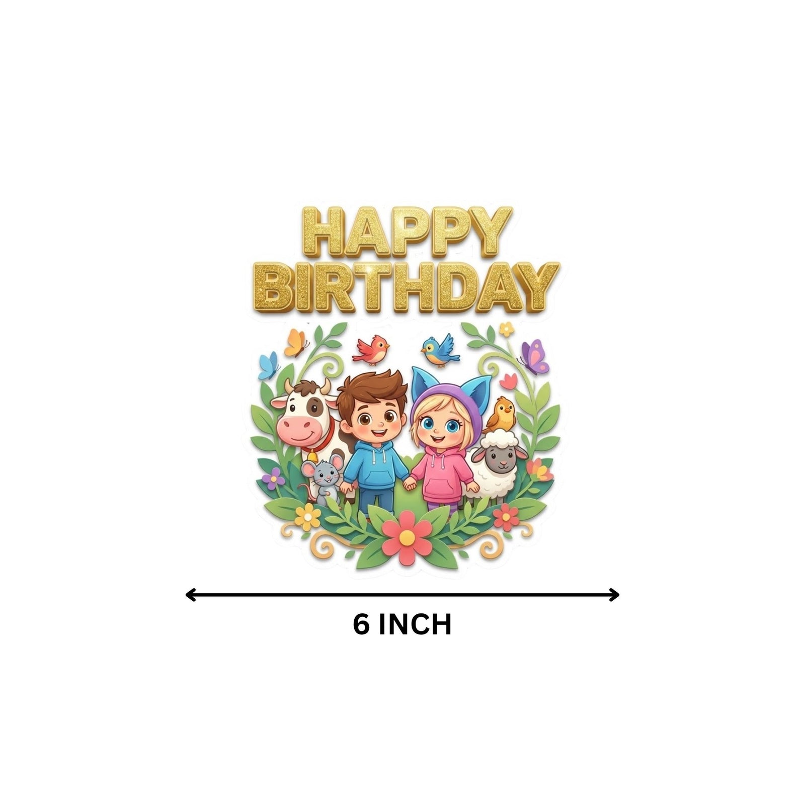 Farm Animails Birthday Cake Topper for Kids | Premium 300 GSM Cardstock | Cute Cartoon Party Decoration | Cake Decoration Topper for Birthday Party Supplies