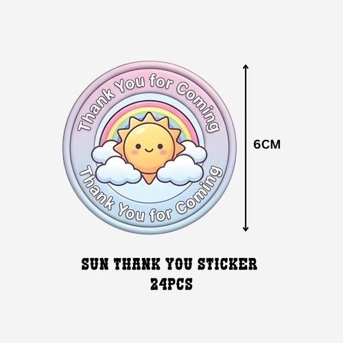 Load image into Gallery viewer, Sun Theme- Return Gift/birthday decor Thankyou Sticker (6 CM/Sticker/Mixcolour/24Pcs)
