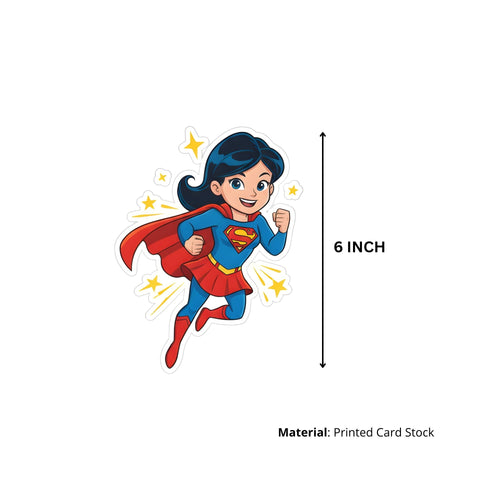 Load image into Gallery viewer, Super Girl Theme Birthday Cutouts (6 inches/250 GSM Cardstock/Mixcolour/12Pcs)
