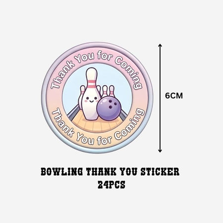 Bowling Theme- Return Gift/birthday decor Thankyou Sticker (6 CM/Sticker/Mixcolour/24Pcs)