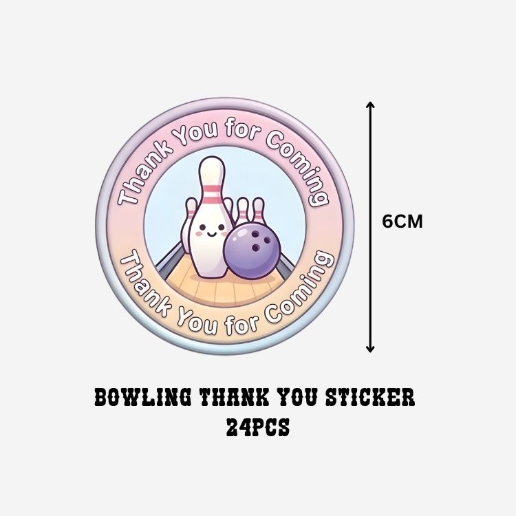 Bowling Theme- Return Gift/birthday decor Thankyou Sticker (6 CM/Sticker/Mixcolour/24Pcs)