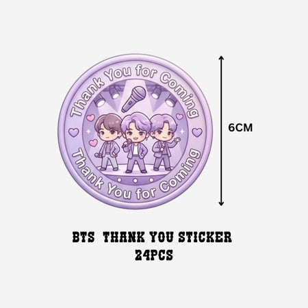 BTS Theme- Return Gift/birthday decor Thankyou Sticker (6 CM/Sticker/Mixcolour/24Pcs)