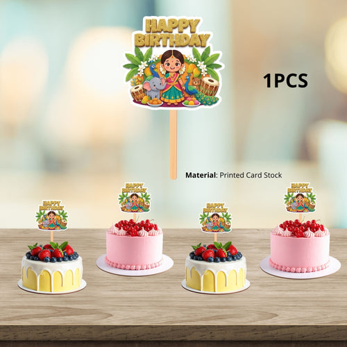 Load image into Gallery viewer, Festival Birthday Cake Topper for Kids | Premium 300 GSM Cardstock | Cute Cartoon Party Decoration | Cake Decoration Topper for Birthday Party Supplies
