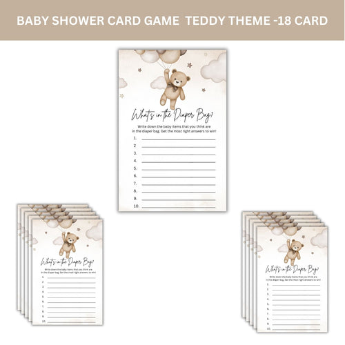 Load image into Gallery viewer, Baby Shower Games Card Pack - 18 High-Quality 300 gsm Cards for Fun &amp; Exciting Celebration(What&#39;s In The Diaper Bag?)
