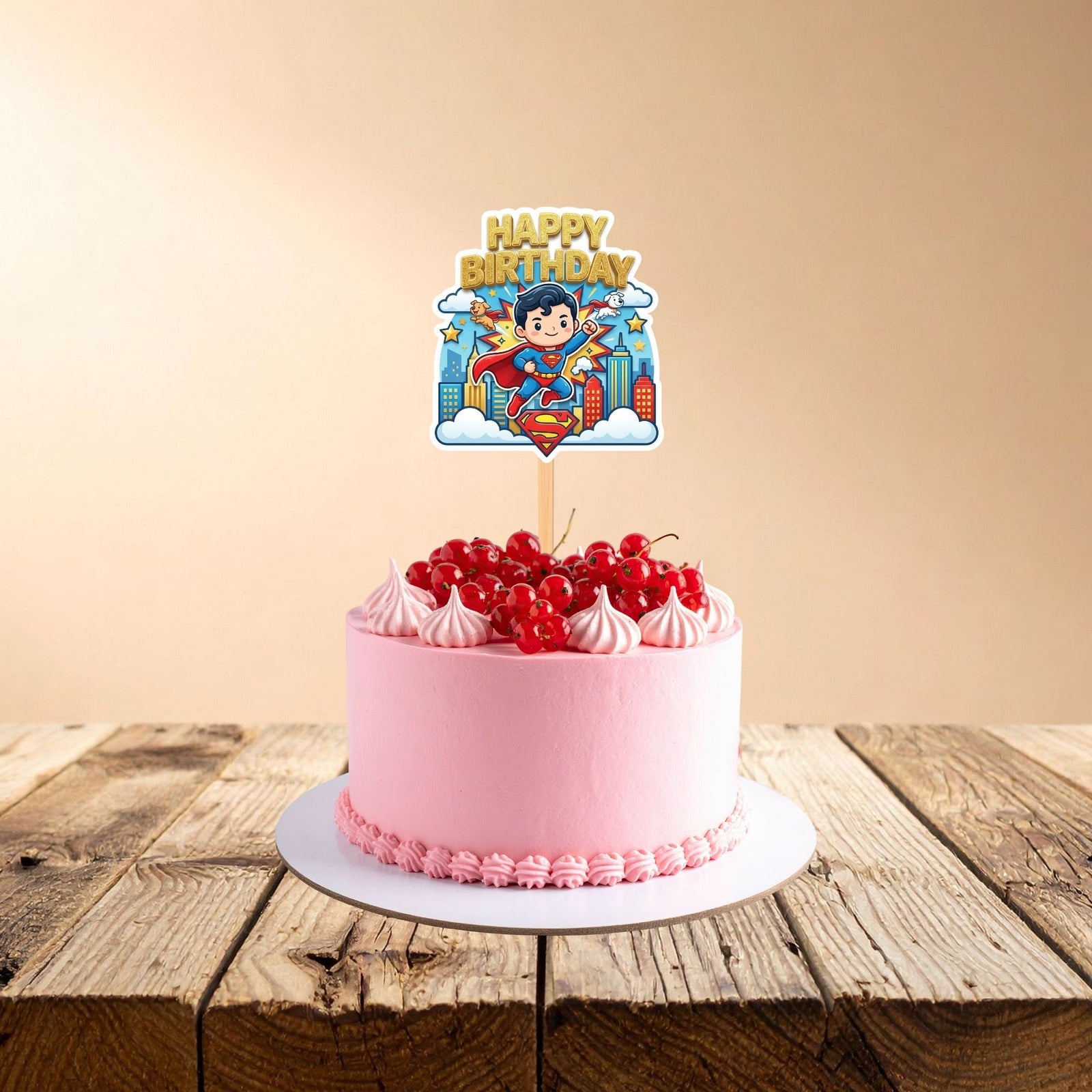 Super Man Kid Birthday Cake Topper for Kids | Premium 300 GSM Cardstock | Cute Cartoon Party Decoration | Cake Decoration Topper for Birthday Party Supplies