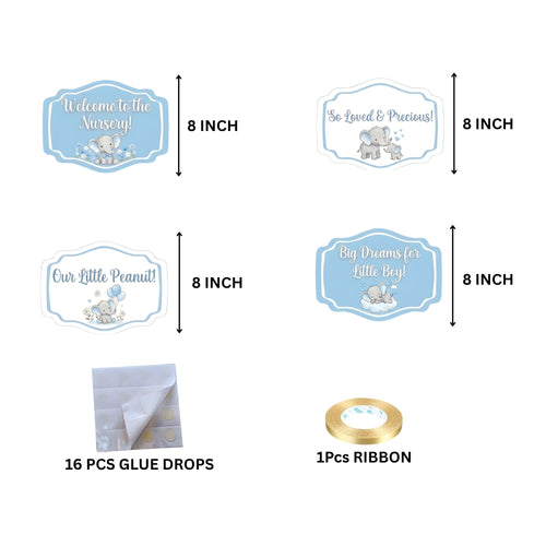 Load image into Gallery viewer, Baby Elephant Boy Door/Wall Hanging Dangler- (42 Inches/250 GSM Cardstock/Blue&amp; White/6Pcs)
