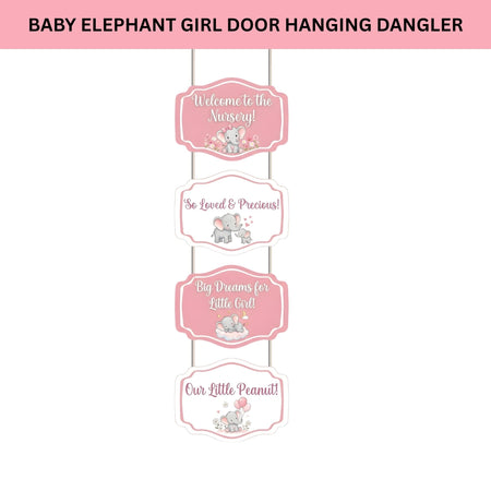 Welcome Baby Elephant Girl Door/Wall Hanging Dangler- (42 Inches/250 GSM Cardstock/Pink & Blue/6Pcs)
