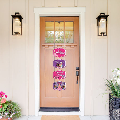 Load image into Gallery viewer, Barbie Door/Wall Hanging Dangler- (42 Inches/250 GSM Cardstock/Pink &amp; Purple/6Pcs)
