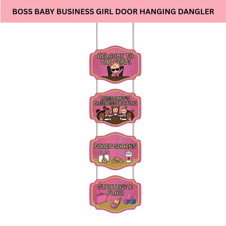 Boss Baby Business Girl Door/Wall Hanging Dangler- (42 Inches/250 GSM Cardstock/Black & Pink /6Pcs)