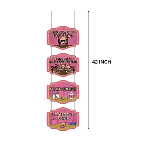 Load image into Gallery viewer, Boss Baby Business Girl Door/Wall Hanging Dangler- (42 Inches/250 GSM Cardstock/Black &amp; Pink /6Pcs)
