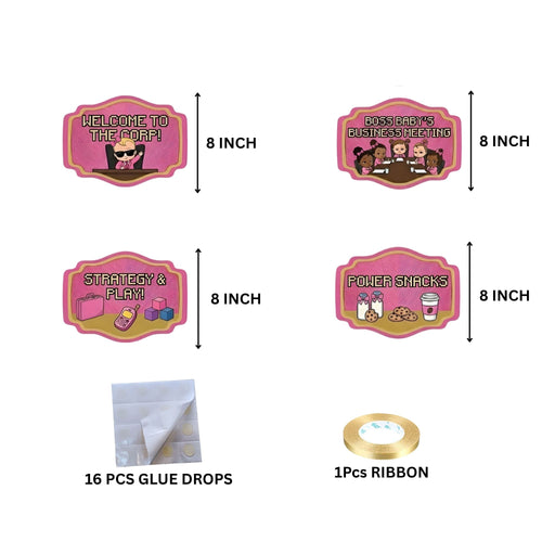 Load image into Gallery viewer, Boss Baby Business Girl Door/Wall Hanging Dangler- (42 Inches/250 GSM Cardstock/Black &amp; Pink /6Pcs)
