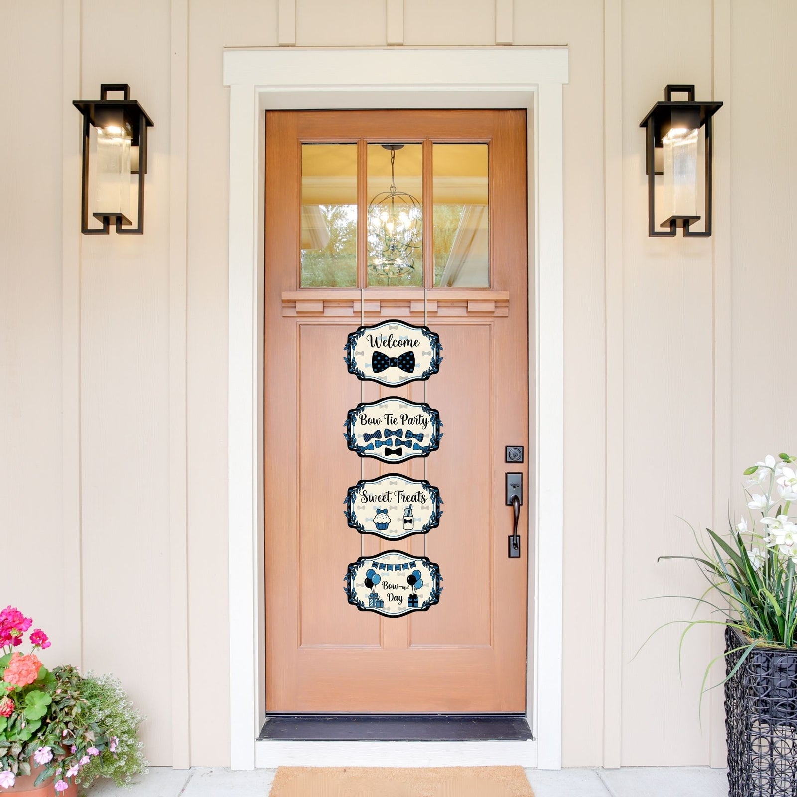 Bow Tie Door/Wall Hanging Dangler- (42 Inches/250 GSM Cardstock/Black& White/6Pcs)