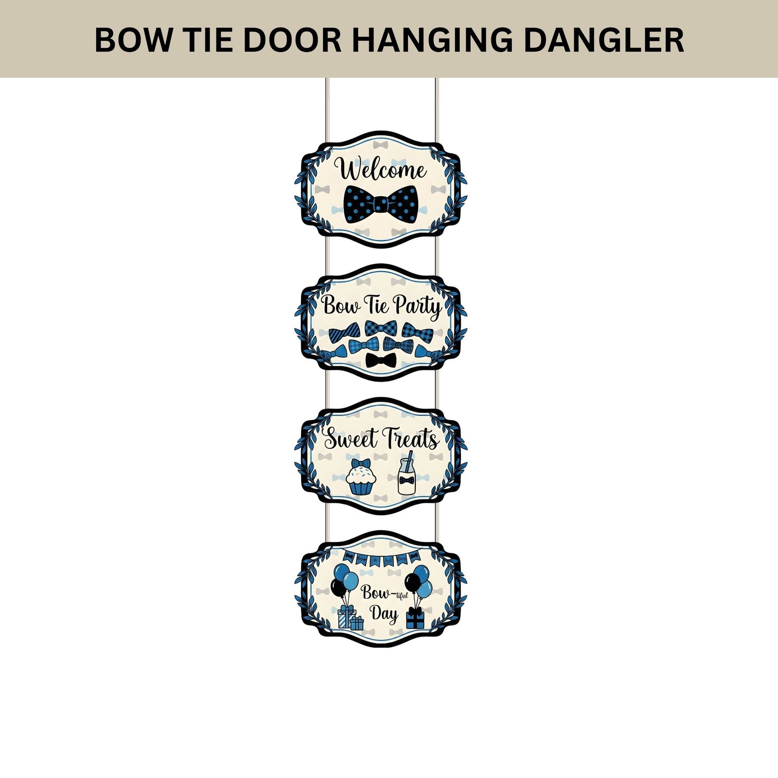 Bow Tie Door/Wall Hanging Dangler- (42 Inches/250 GSM Cardstock/Black& White/6Pcs)