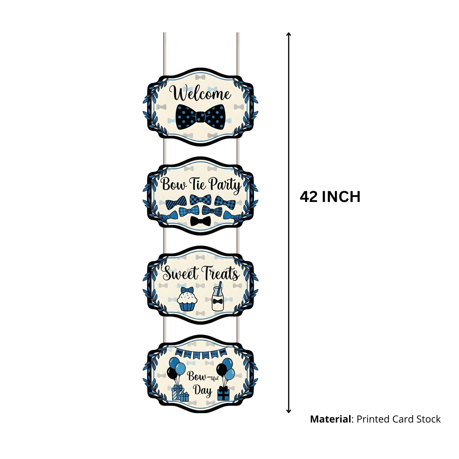 Bow Tie Door/Wall Hanging Dangler- (42 Inches/250 GSM Cardstock/Black& White/6Pcs)