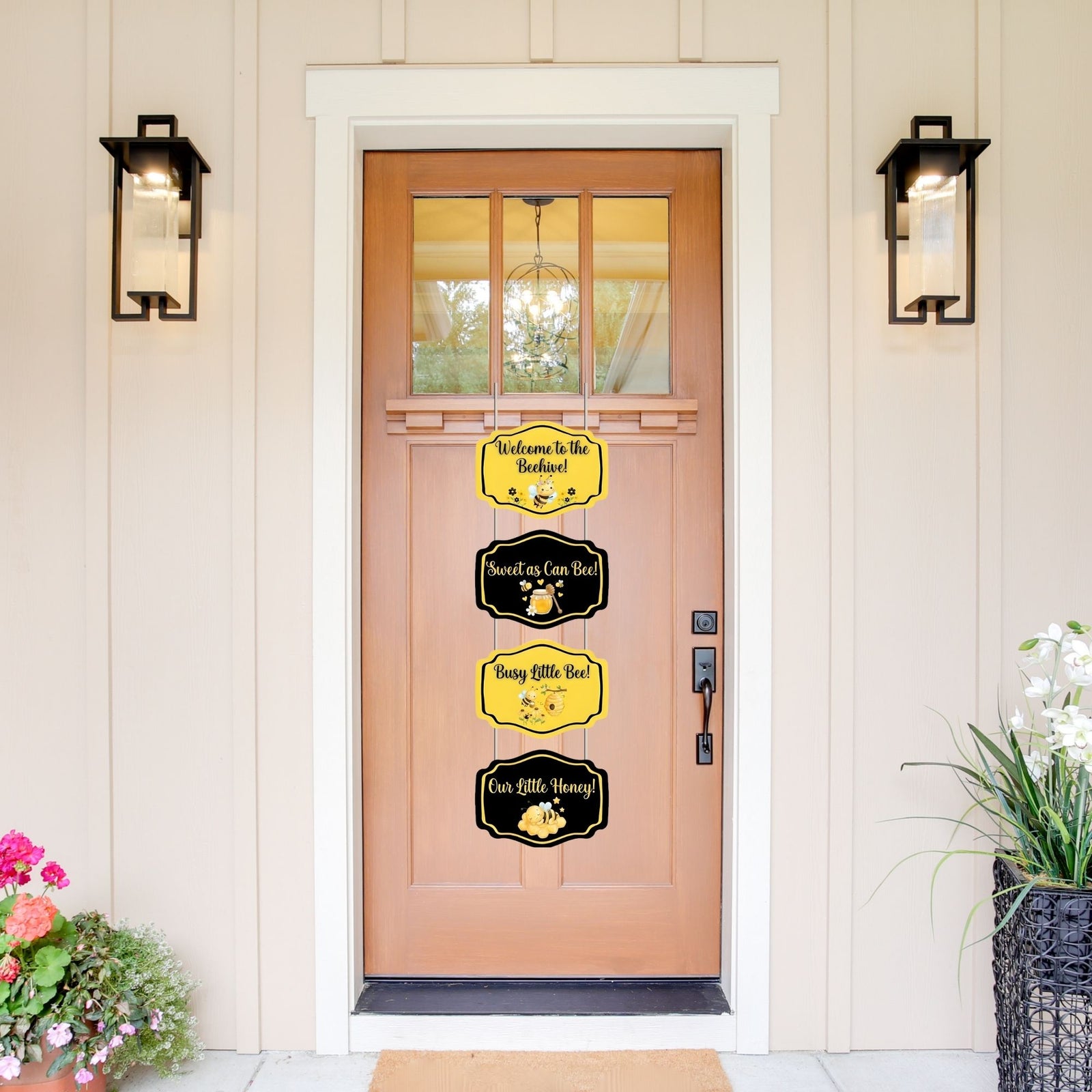 Bumble Bee Door/Wall Hanging Dangler- (42 Inches/250 GSM Cardstock/Yellow & Black/6Pcs)