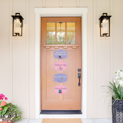 Load image into Gallery viewer, Butterfly Door/Wall Hanging Dangler- (42 Inches/250 GSM Cardstock/Pink &amp; Purple/6Pcs)

