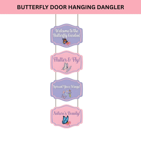 Butterfly Door/Wall Hanging Dangler- (42 Inches/250 GSM Cardstock/Pink & Purple/6Pcs)