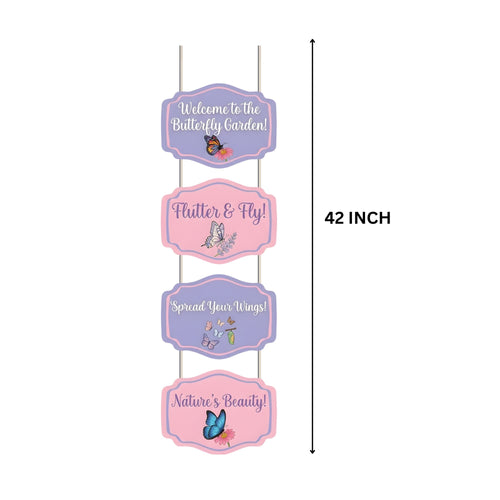 Load image into Gallery viewer, Butterfly Door/Wall Hanging Dangler- (42 Inches/250 GSM Cardstock/Pink &amp; Purple/6Pcs)
