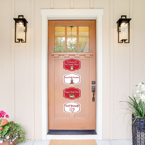 Load image into Gallery viewer, Candy Shop Door/Wall Hanging Dangler- (42 Inches/250 GSM Cardstock/Red &amp; White/6Pcs)
