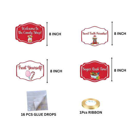Load image into Gallery viewer, Candy Shop Door/Wall Hanging Dangler- (42 Inches/250 GSM Cardstock/Red &amp; White/6Pcs)
