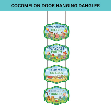 Cocomelon Door/Wall Hanging Dangler- (42 Inches/250 GSM Cardstock/Green & Blue/6Pcs)