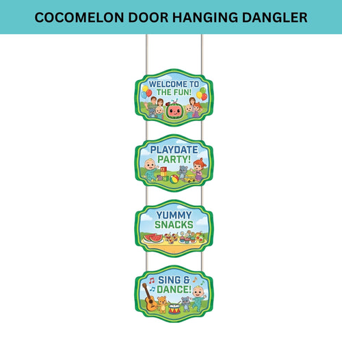 Load image into Gallery viewer, Cocomelon Door/Wall Hanging Dangler- (42 Inches/250 GSM Cardstock/Green &amp; Blue/6Pcs)
