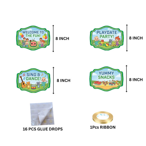 Load image into Gallery viewer, Cocomelon Door/Wall Hanging Dangler- (42 Inches/250 GSM Cardstock/Green &amp; Blue/6Pcs)
